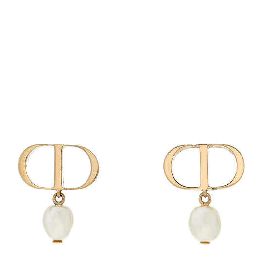 Christian Dior Pearl Petit CD Earrings Gold