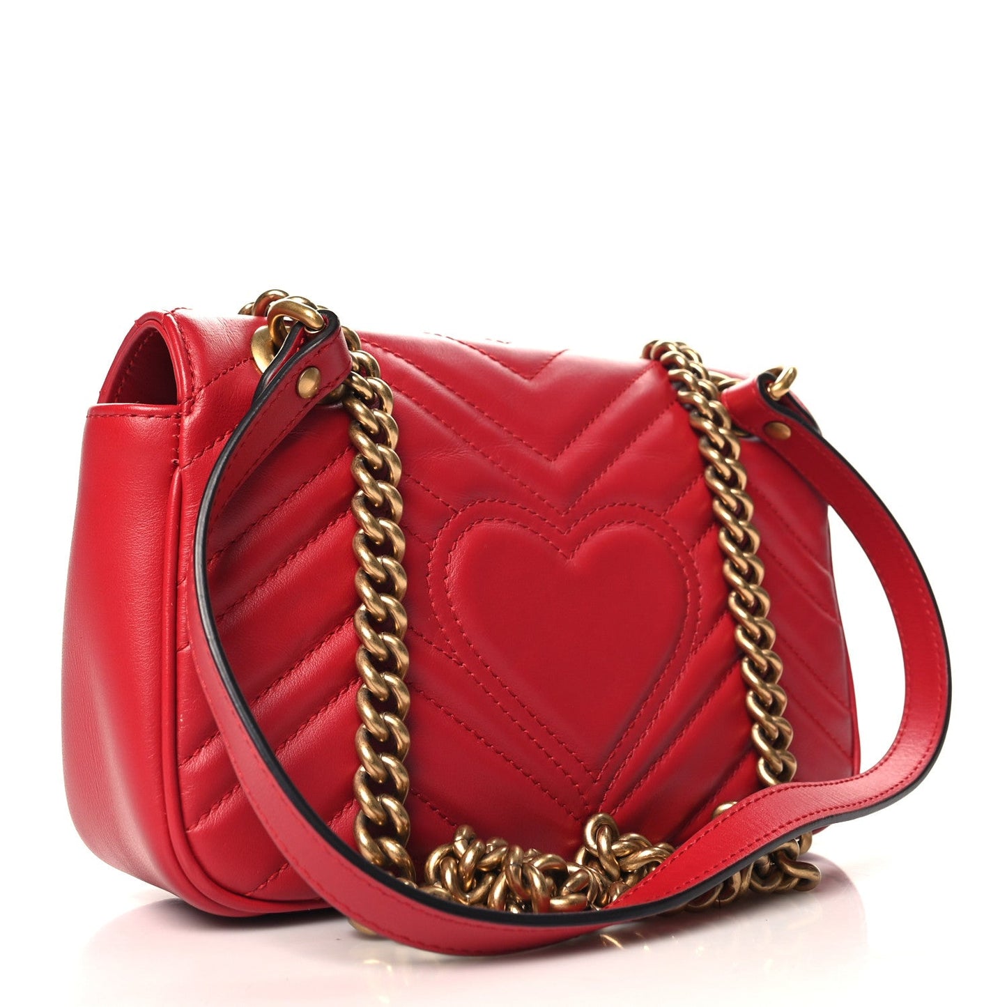 Gucci Calfskin Matelasse Mini GG Marmont Shoulder Bag Hibiscus Red