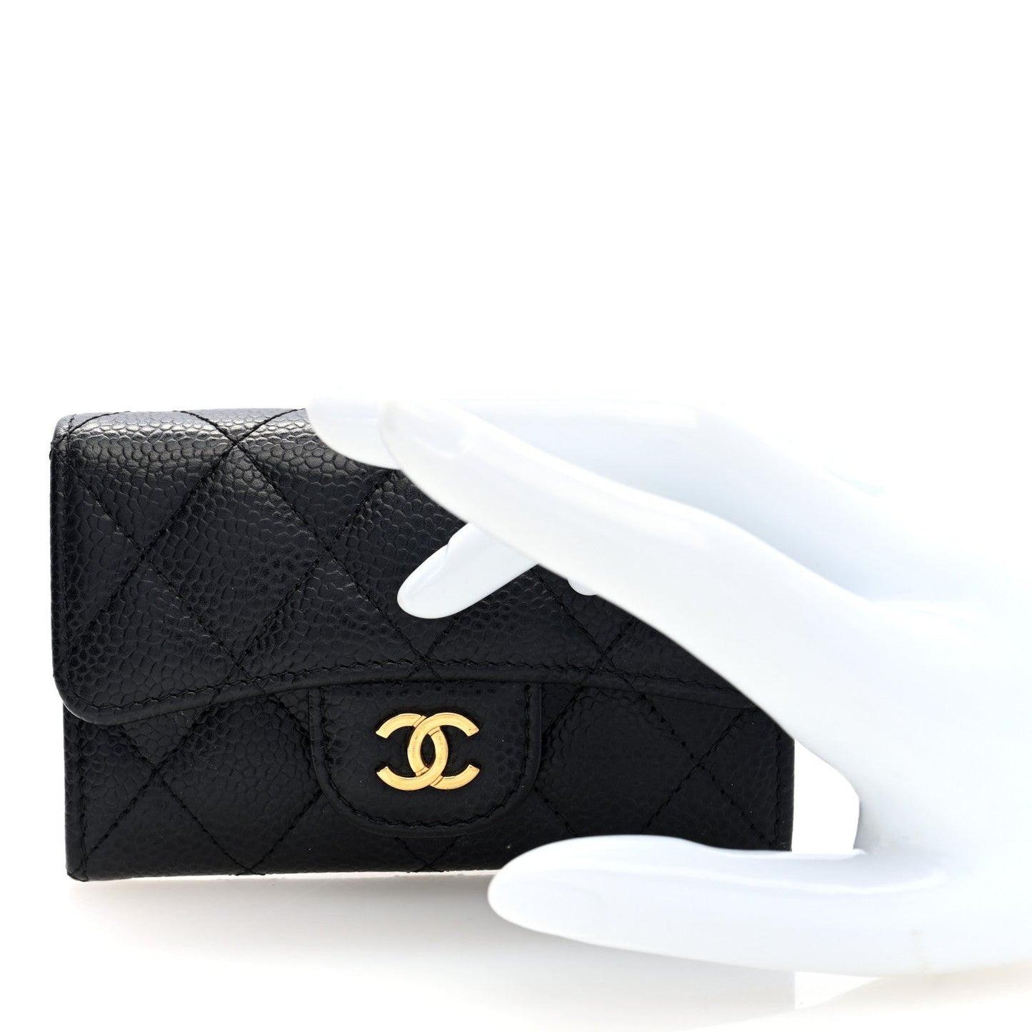 Chanel Caviar Quilted Flap Card Holder Wallet Black