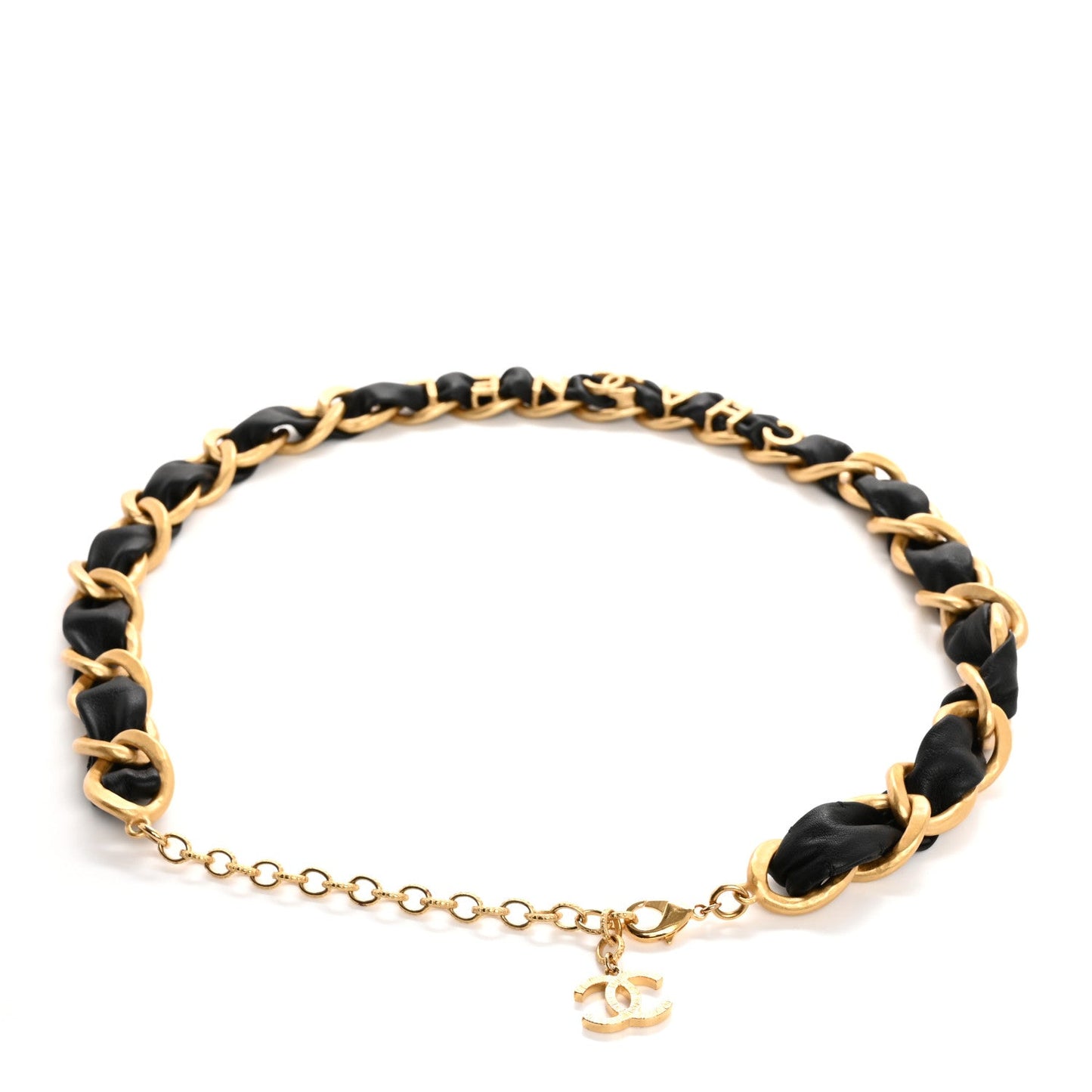 Chanel Calfskin Woven 90s Icon CC Belt 65 Black