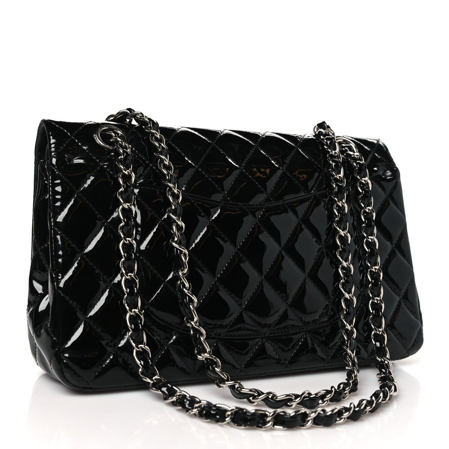 Chanel Patent Quilted Medium Double Flap Black