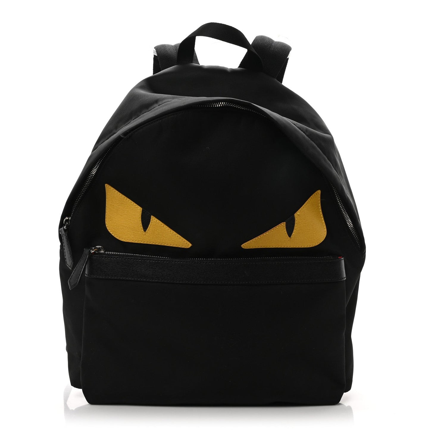 Fendi Nylon Vitello Elite Monster Eyes Rounded Backpack Black Yellow