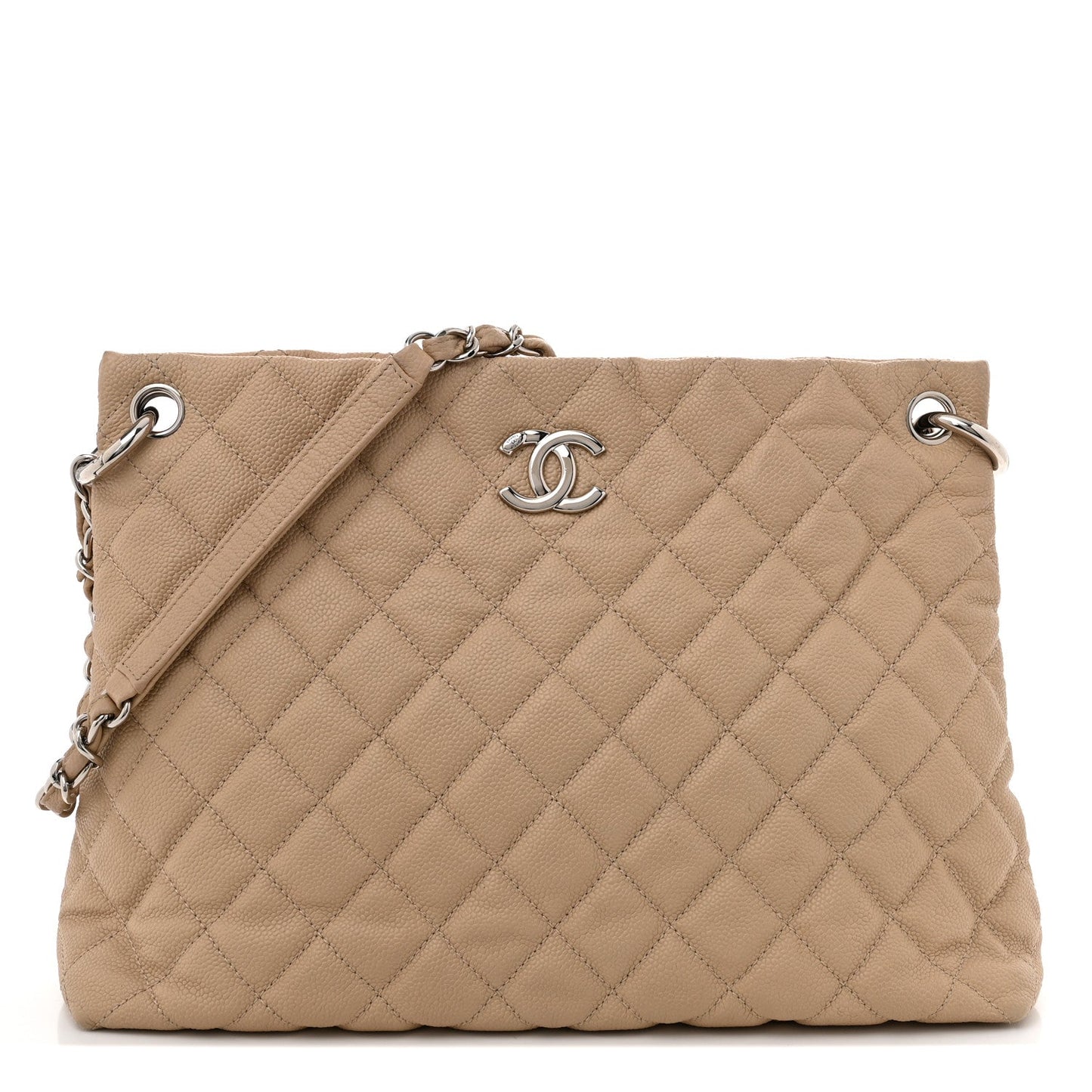 Chanel Caviar Quilted Easy Zip Tote Beige Clair