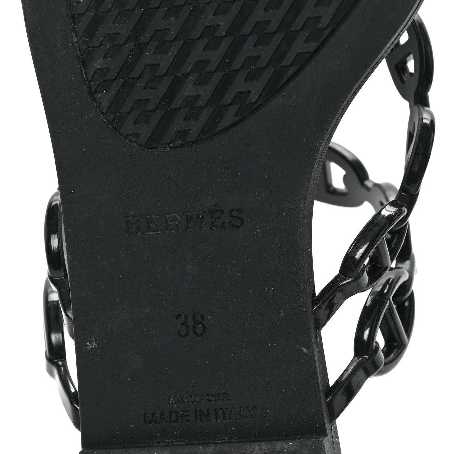 Hermes Rubber Chaine d'Ancre Rivage Sandals 38 Black