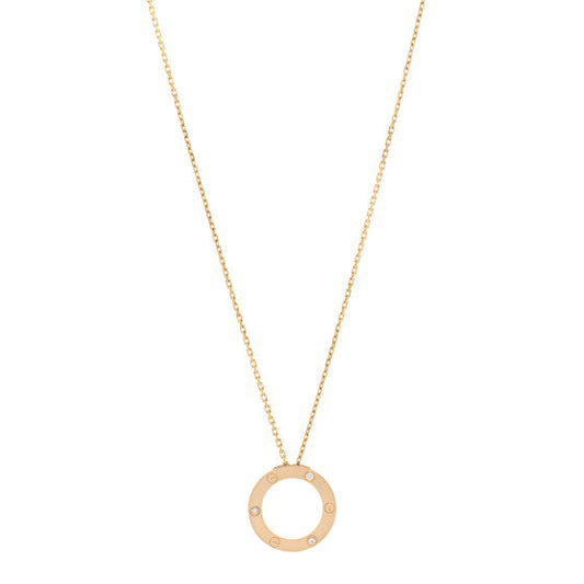 Cartier 18K Yellow Gold 3 Diamonds LOVE Pendant Necklace