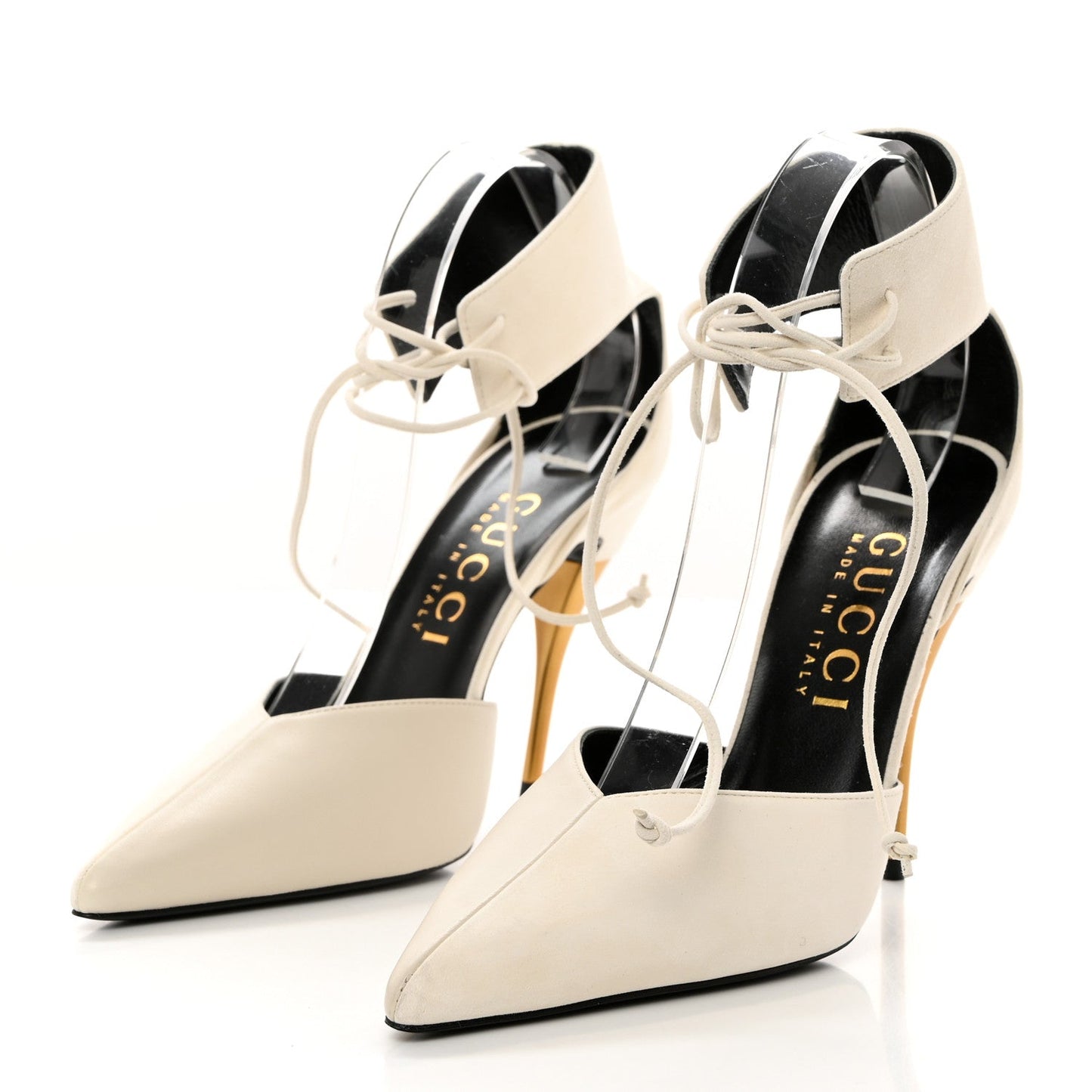Gucci Soft Nappa Priscilla Ankle Cuff Pumps 40.5 White