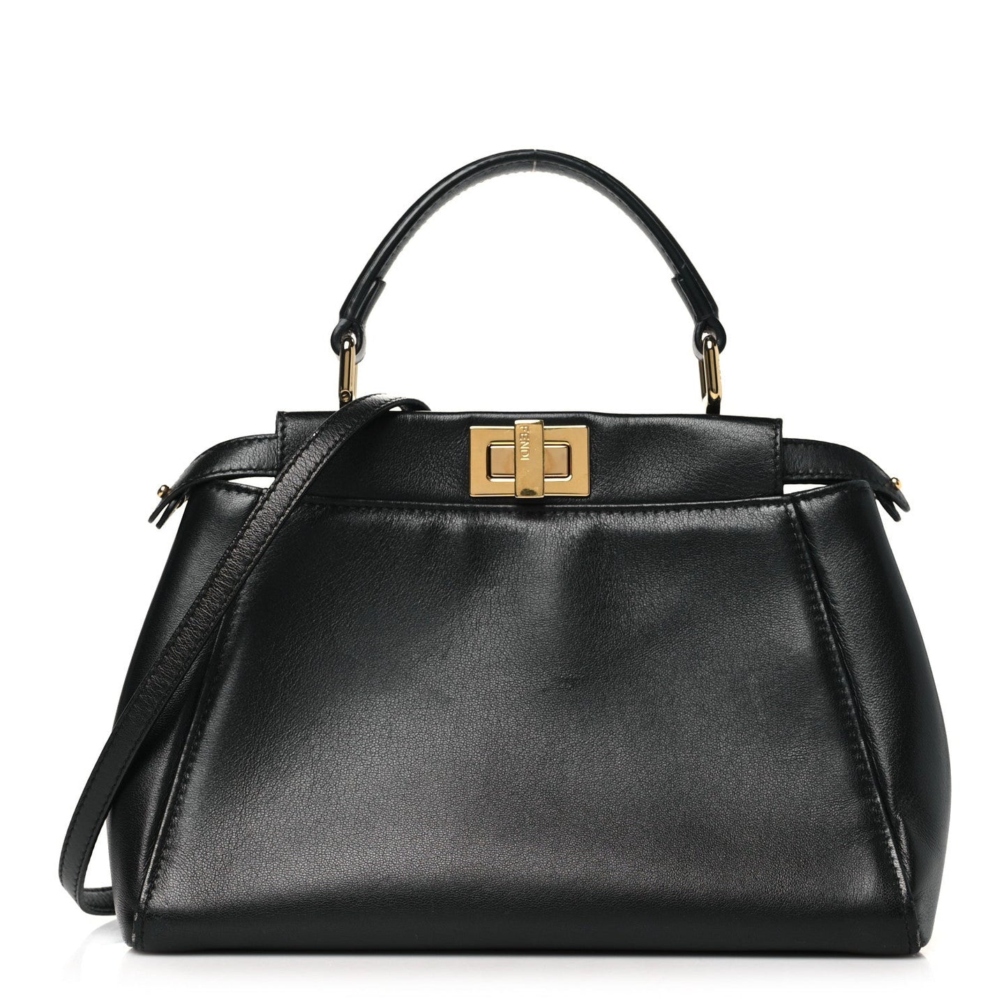 Fendi Nappa Mini Peekaboo Iconic Satchel Black