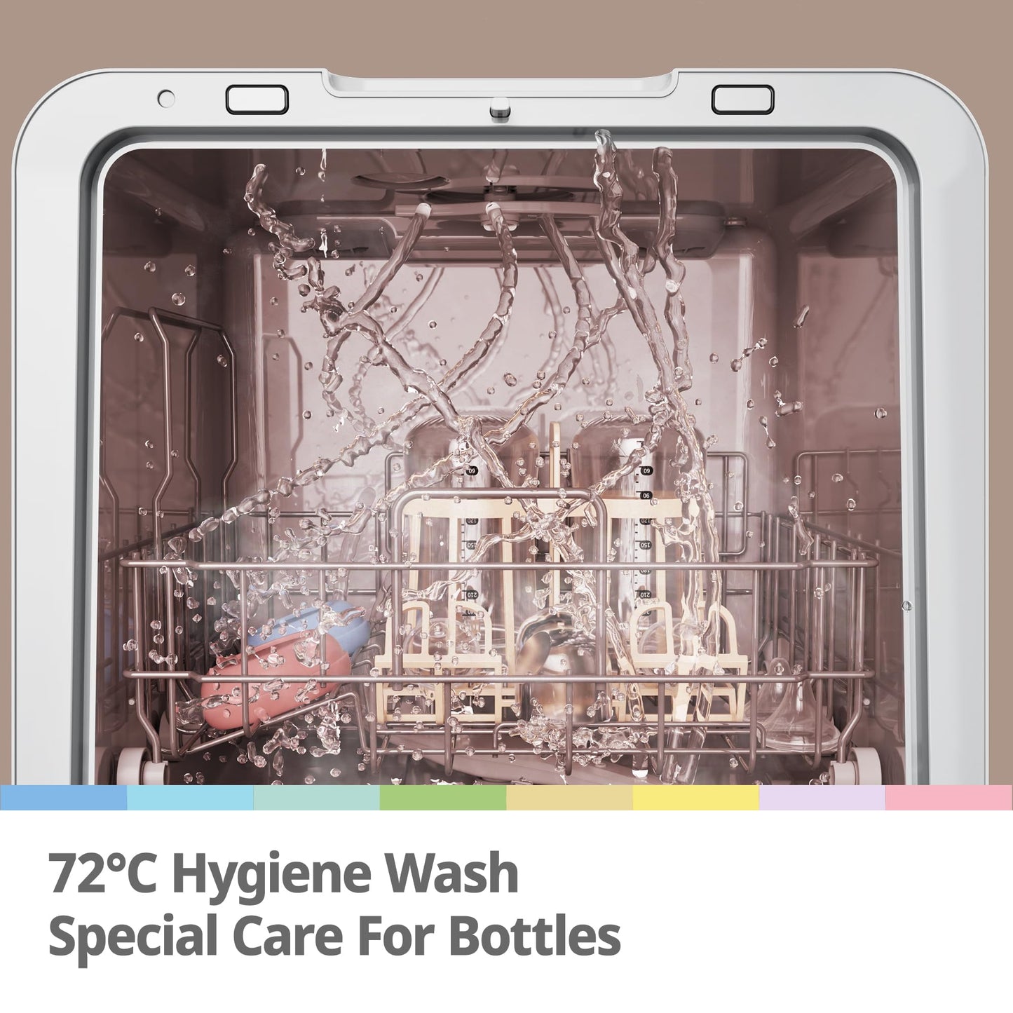 COMFEE' Table Top Dishwasher 7+3 Programs Mini Tabletop Dishwasher No Plumbing, 6L Built-in Water Tank, Hygiene Wash, Auto Door Open Drying, Baby Care, Energy Class D- White
