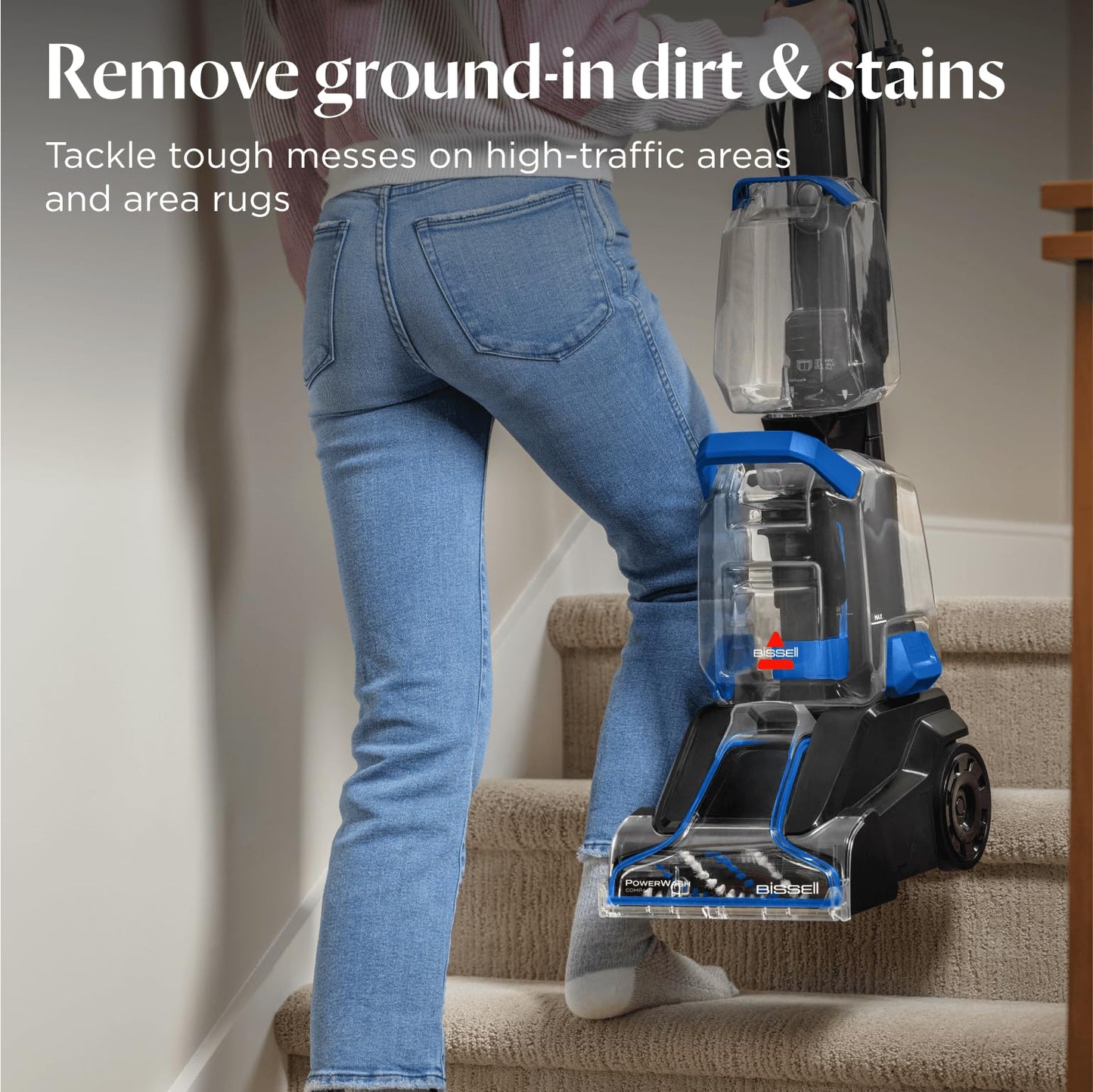 BISSELL PowerWash Compact, Compact Carpet Cleaner for Stains & Odours, Portable Carpet Stain Remover, Multisurface Rug Cleaner, 600W, Corded,76 dBa, 4055E