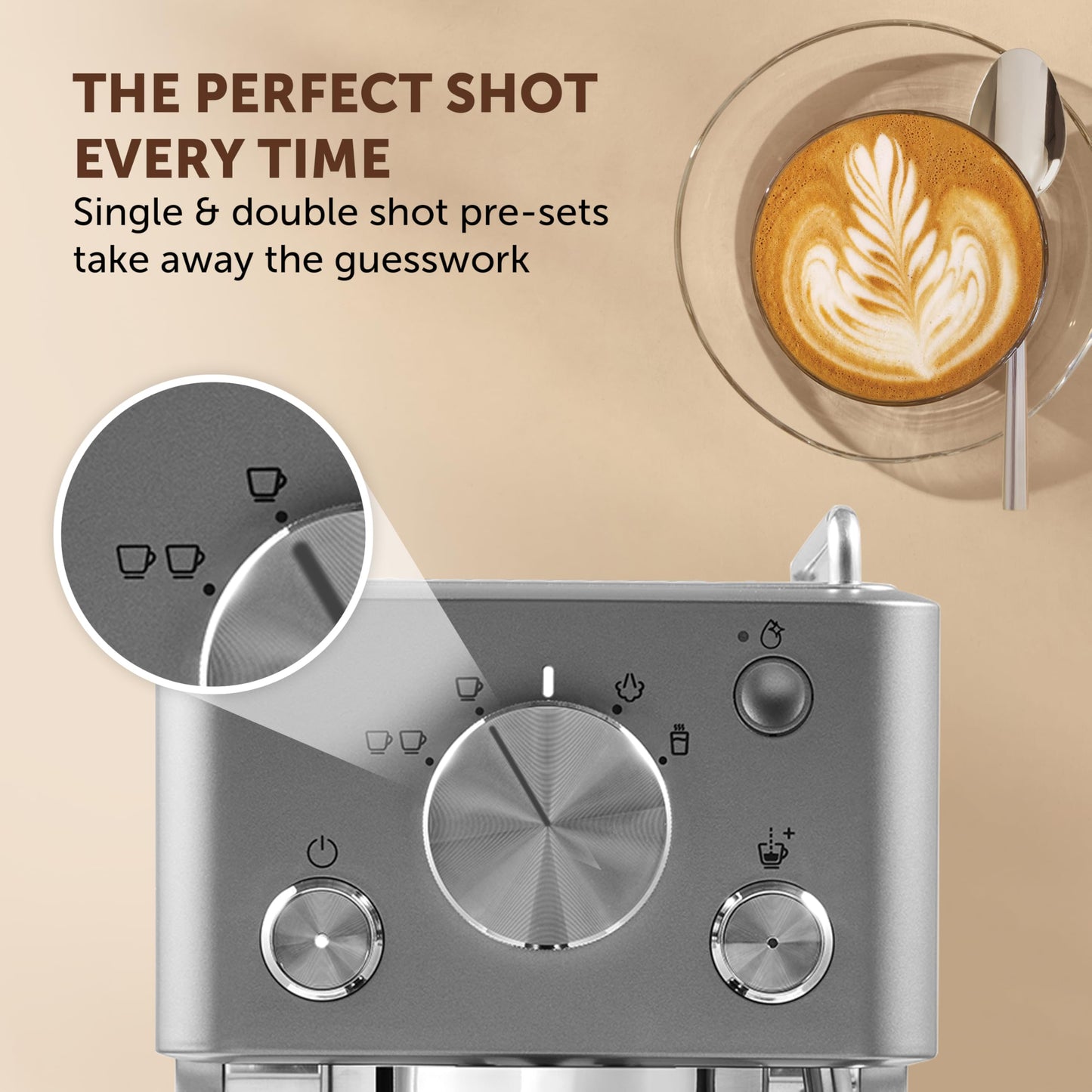 Breville Barista Slimline Espresso Machine | Integrated Milk Frother | Compact Coffee Maker for CappuccinosLattes & More | 15 Bar Pump | Silver [VCF185]