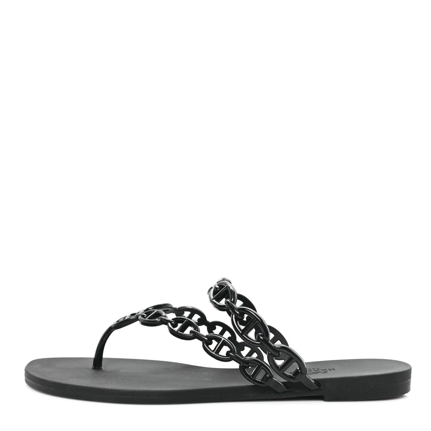 Hermes Rubber Chaine d'Ancre Rivage Sandals 38 Black