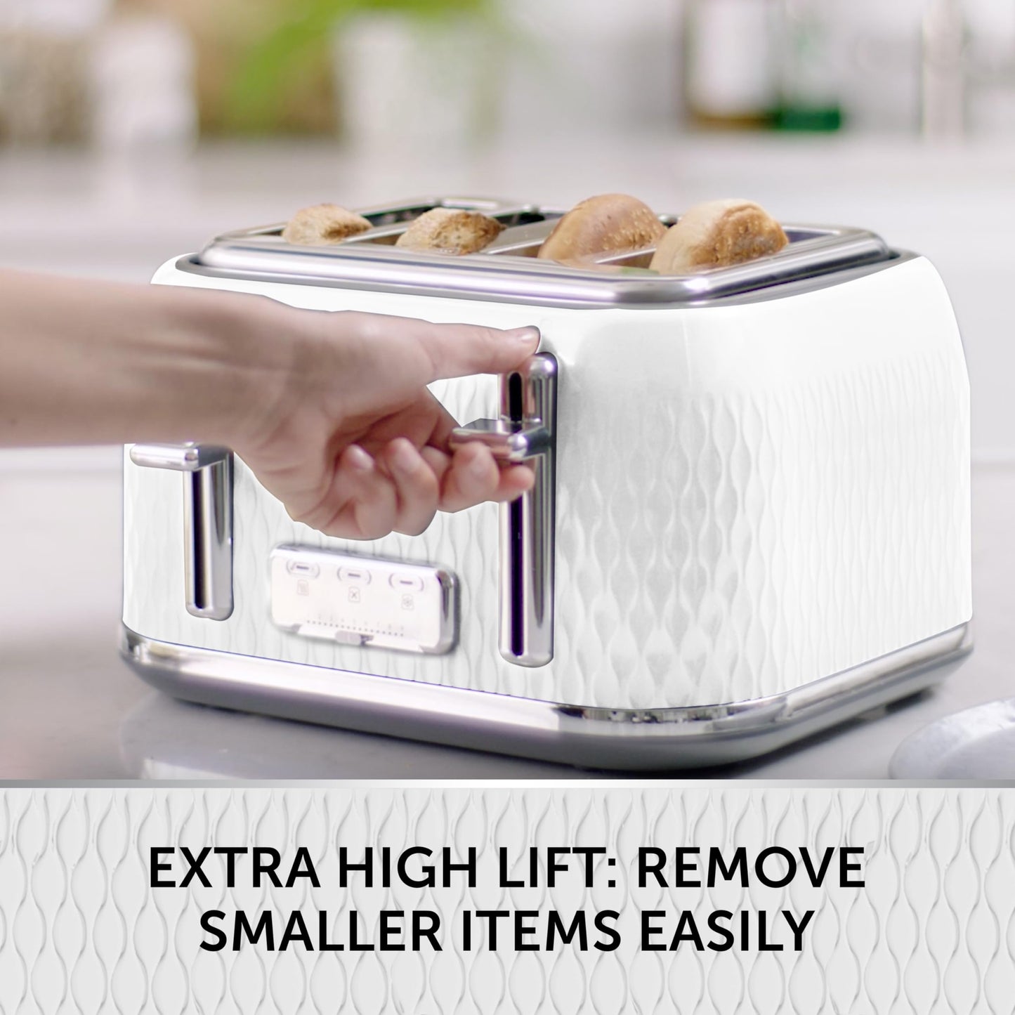 Breville Curve 4 Slice Toaster with High Lift & Wide Slots | White & Chrome [VTT911]