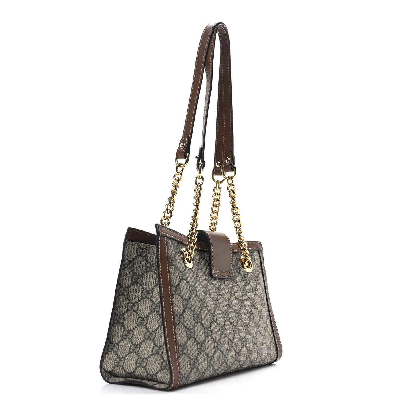 Gucci GG Supreme Monogram Calfskin Small Padlock Tote Beige Ebony Tuscany