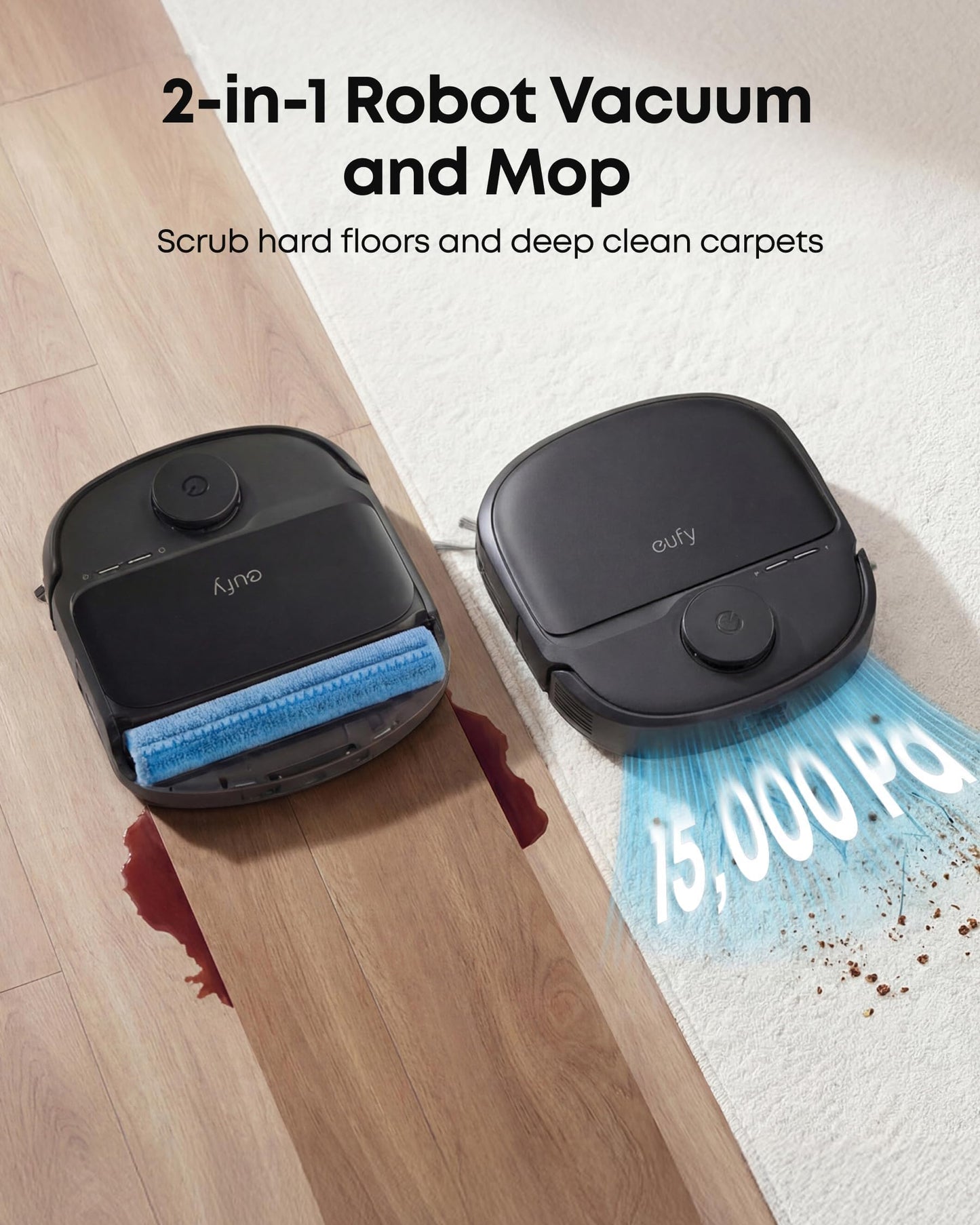 eufy New 2026 Robot Vacuum Cleaner With Mop,C28 Omni,HydroJet Self-Cleaning Roller Mop,Upgraded from X10 Pro,15,000Pa Suction,All-in-1 Station,Tangle-Free,Auto Mop Washing&Drying,AI Obstacle Avoidance