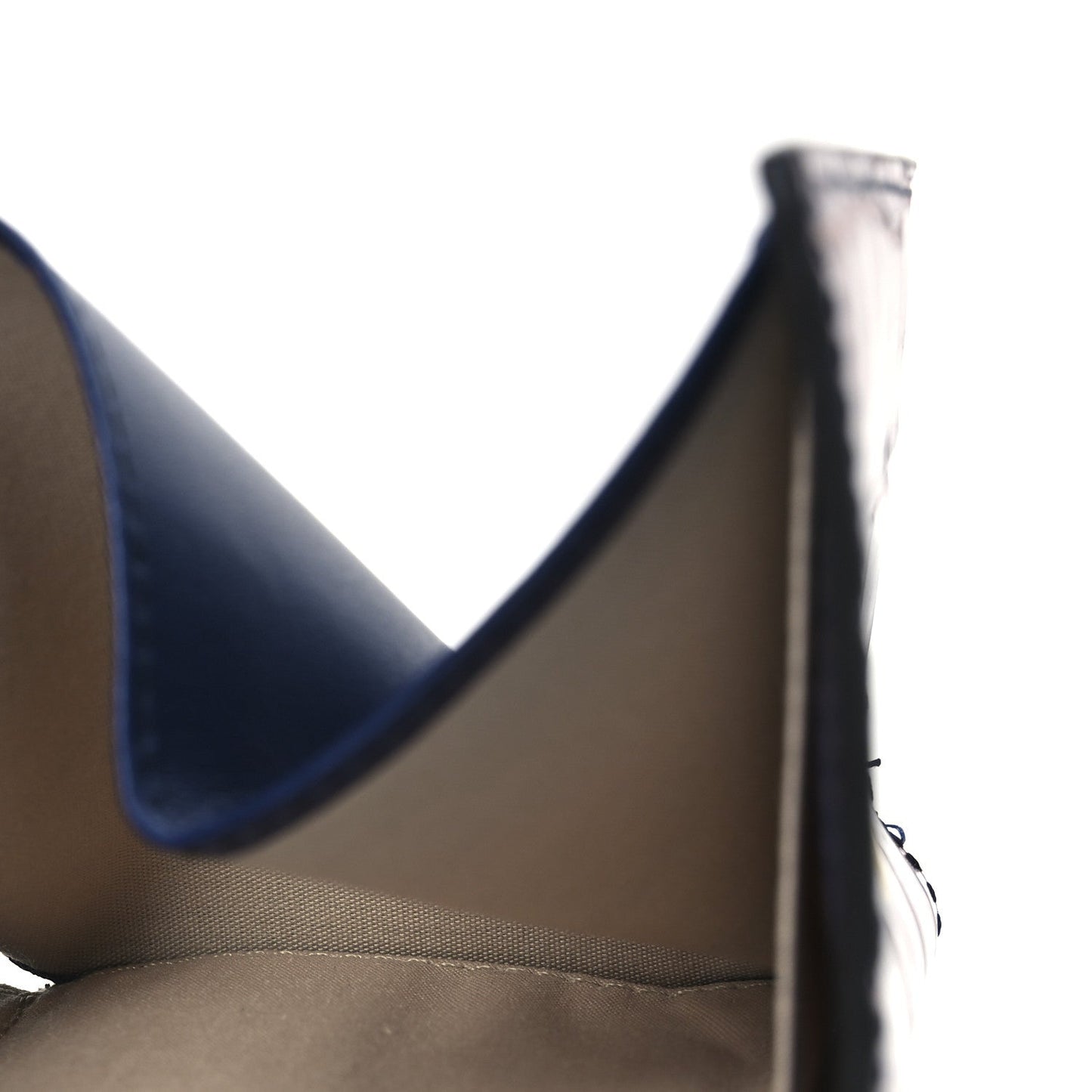 Chloe Lizard Crocodile Embossed Shiny Calfskin Small C Tri-Fold Wallet Chestnut Brown Blue Chestnut Brown Blue