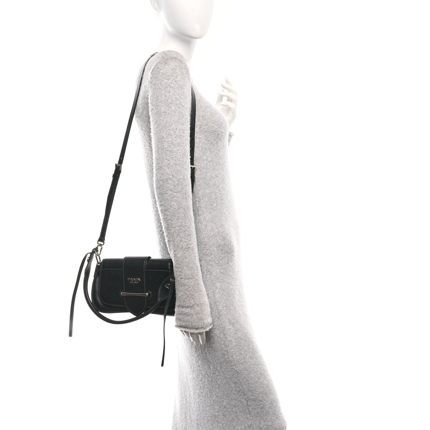 Prada City Calfskin Sidonie Shoulder Bag Black