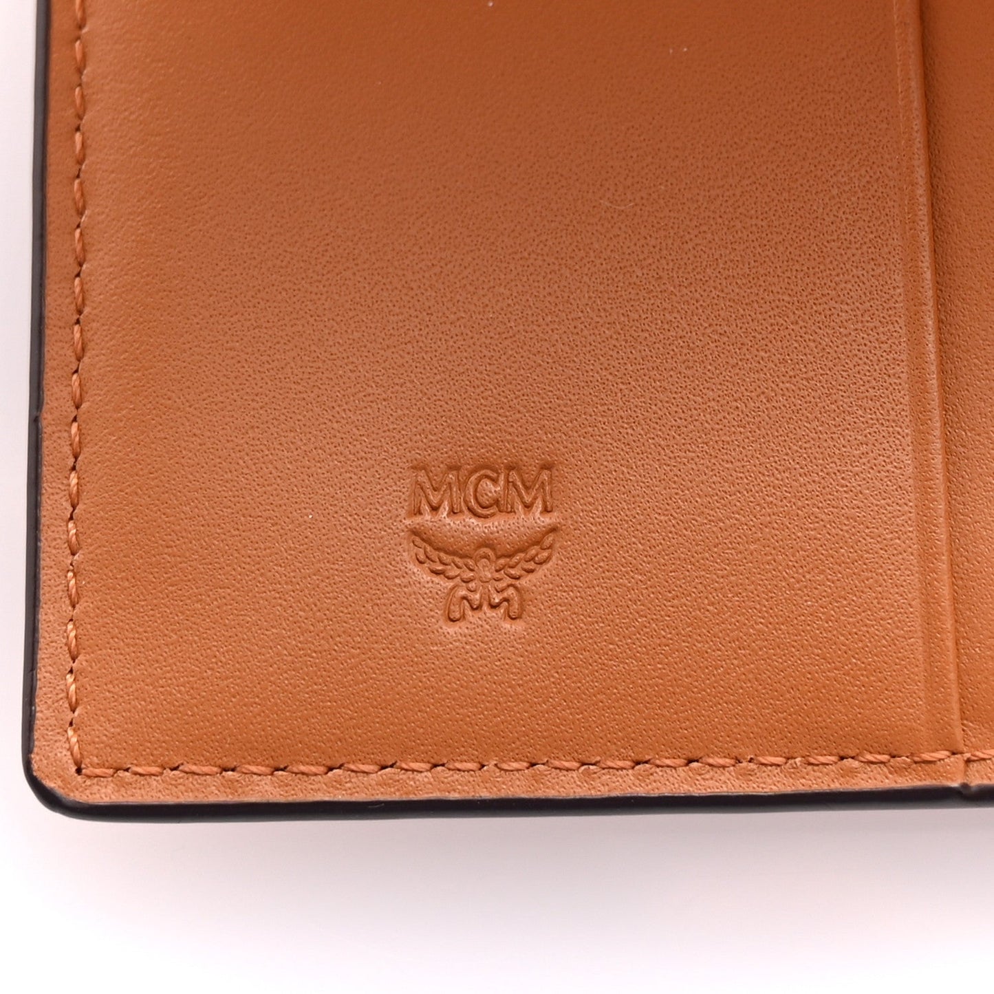 MCM MCM Visetos Original Mini Chain Wallet Cognac