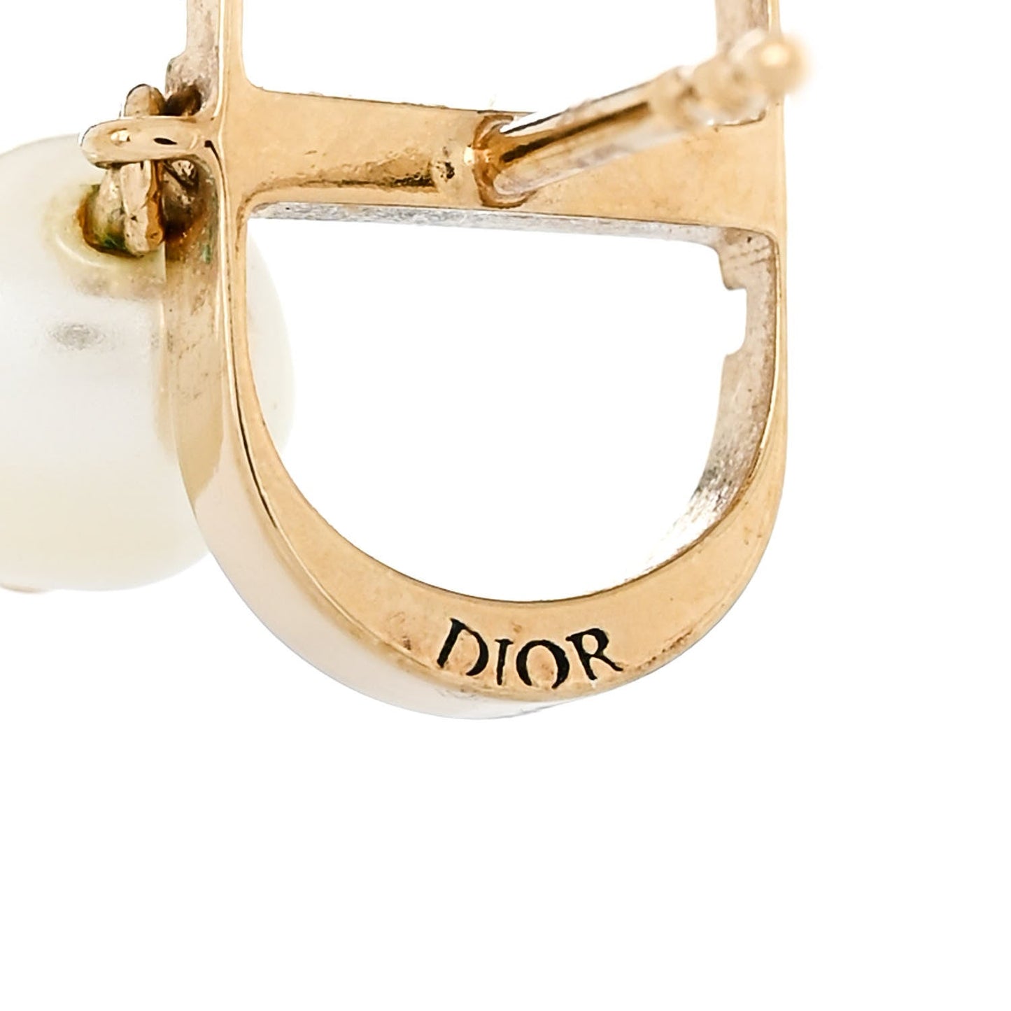 Christian Dior Pearl Petit CD Earrings Gold