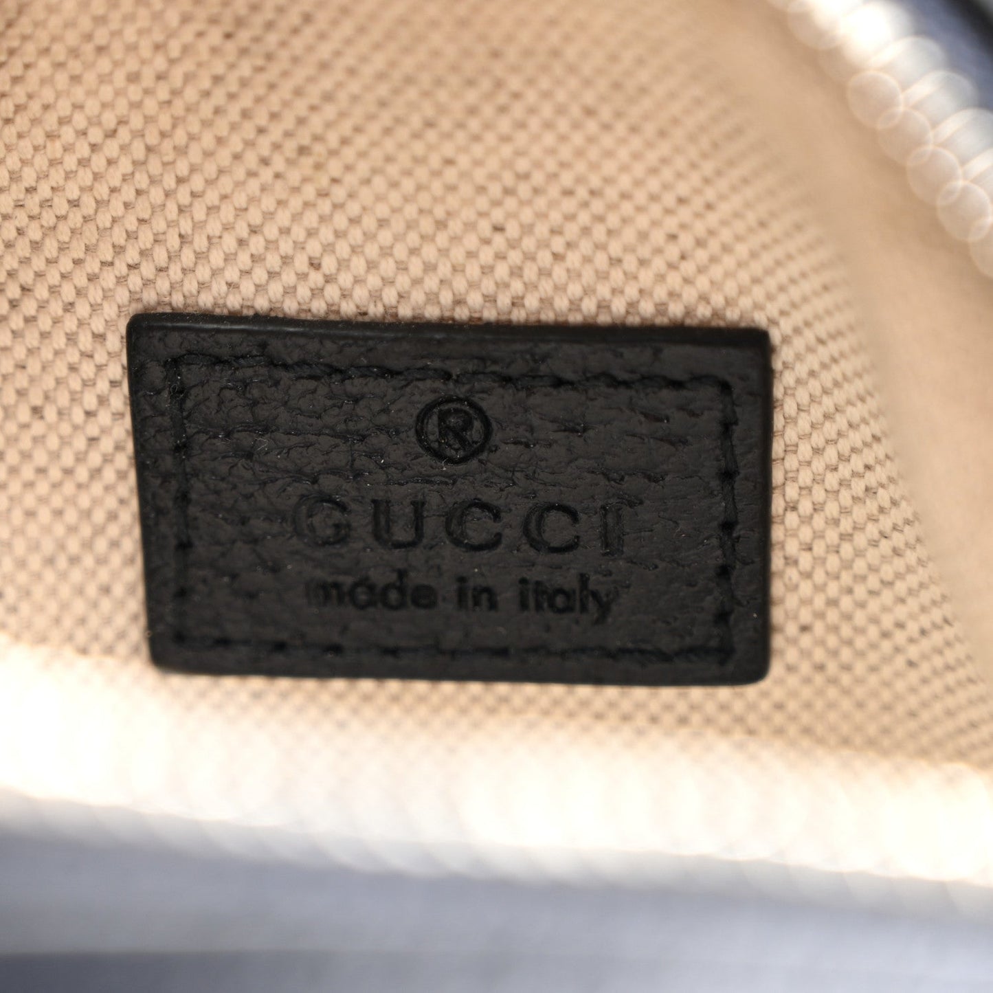 Gucci GG Supreme Monogram Textured Calfskin Web Mini Ophidia Messenger Beige Blue