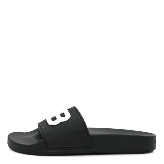 Balenciaga Rubber Womens BB Pool Slide Sandals 36 Black