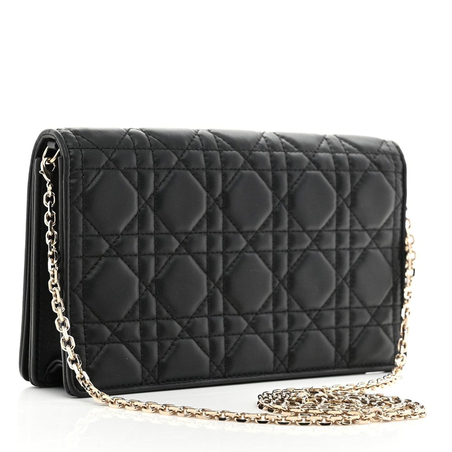 Christian Dior Lambskin Cannage Lady Dior Pouch Black
