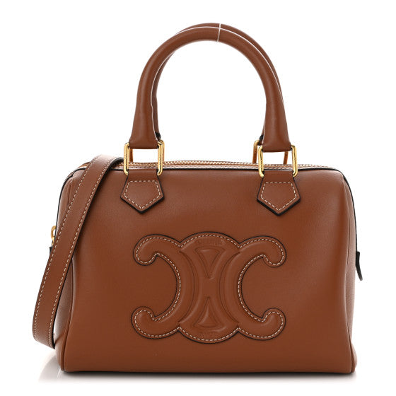 Celine Smooth Calfskin Triomphe Small Boston Bag Tan