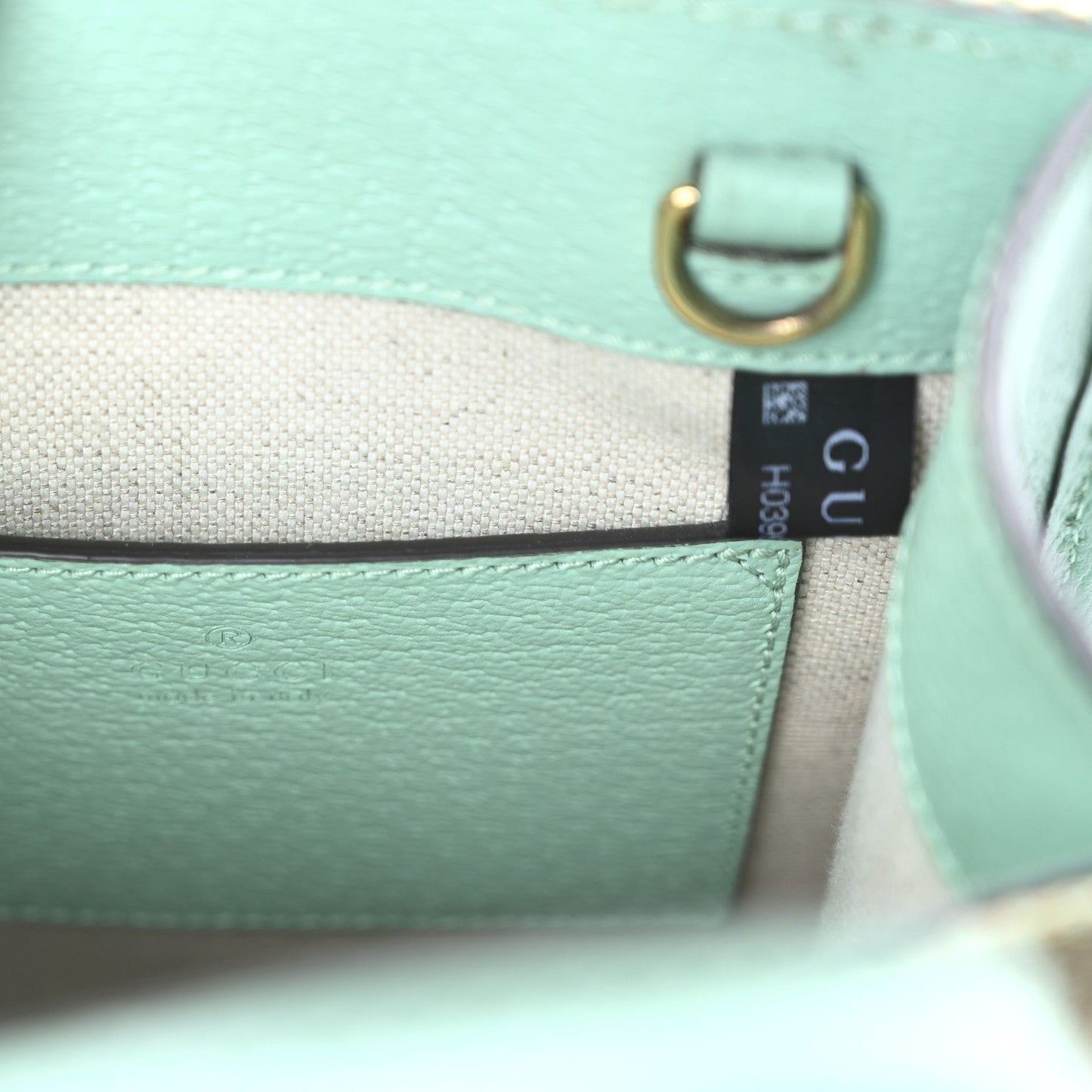Gucci Monogram Jumbo GG Textured Dollar Calfskin Mini Tote Bag Pepperlight Mint