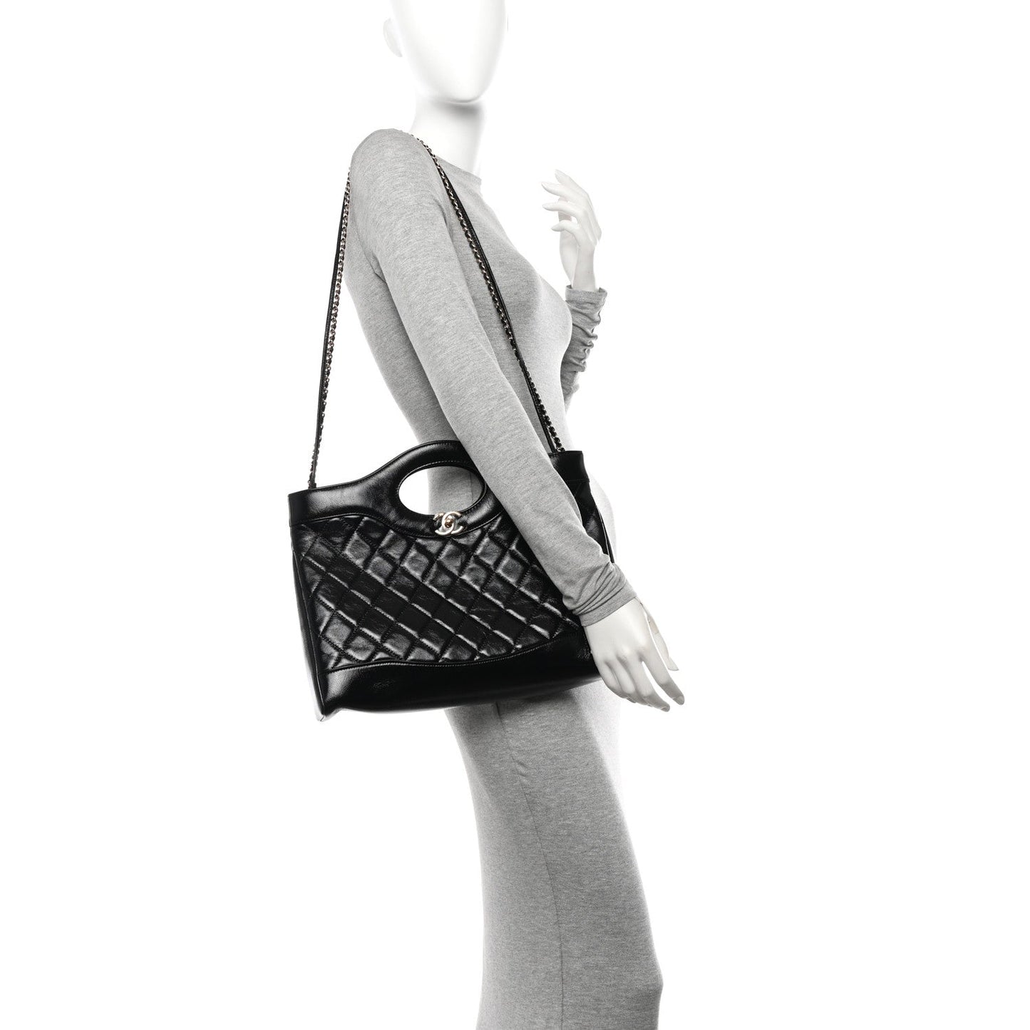 Chanel Shiny Lambskin Quilted 31 Shopping Bag Black