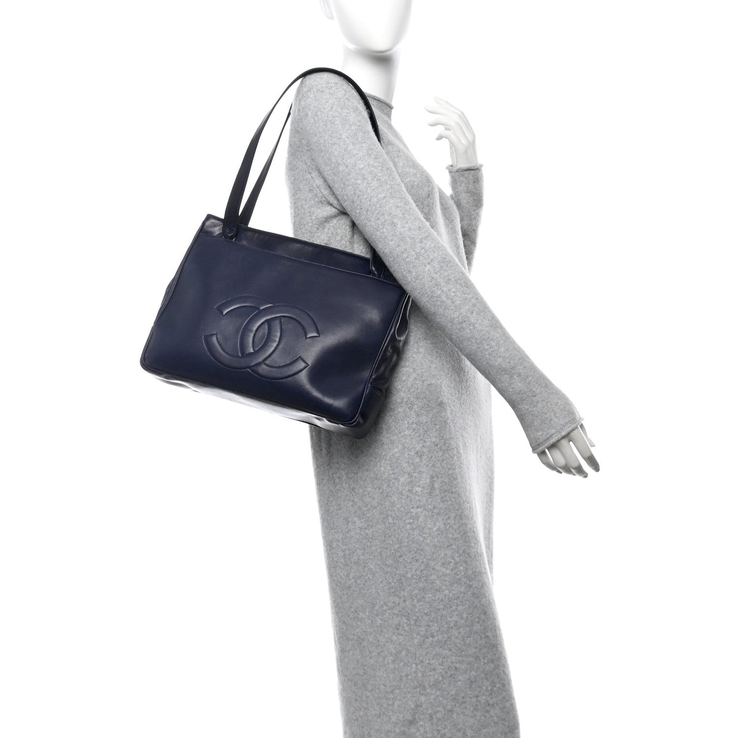 Chanel Lambskin CC Tote Navy