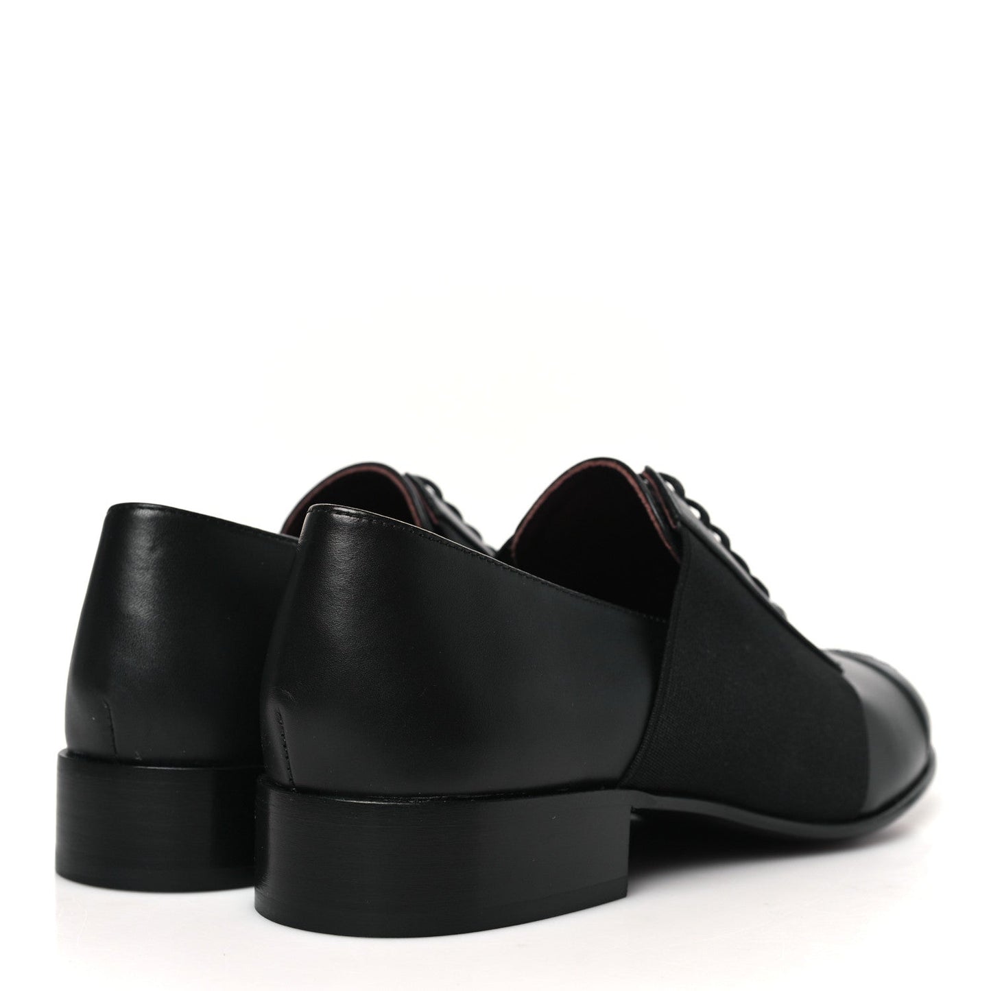 Chanel Calfskin Elastic Lace Up Cap Toe CC Loafers 37 Black