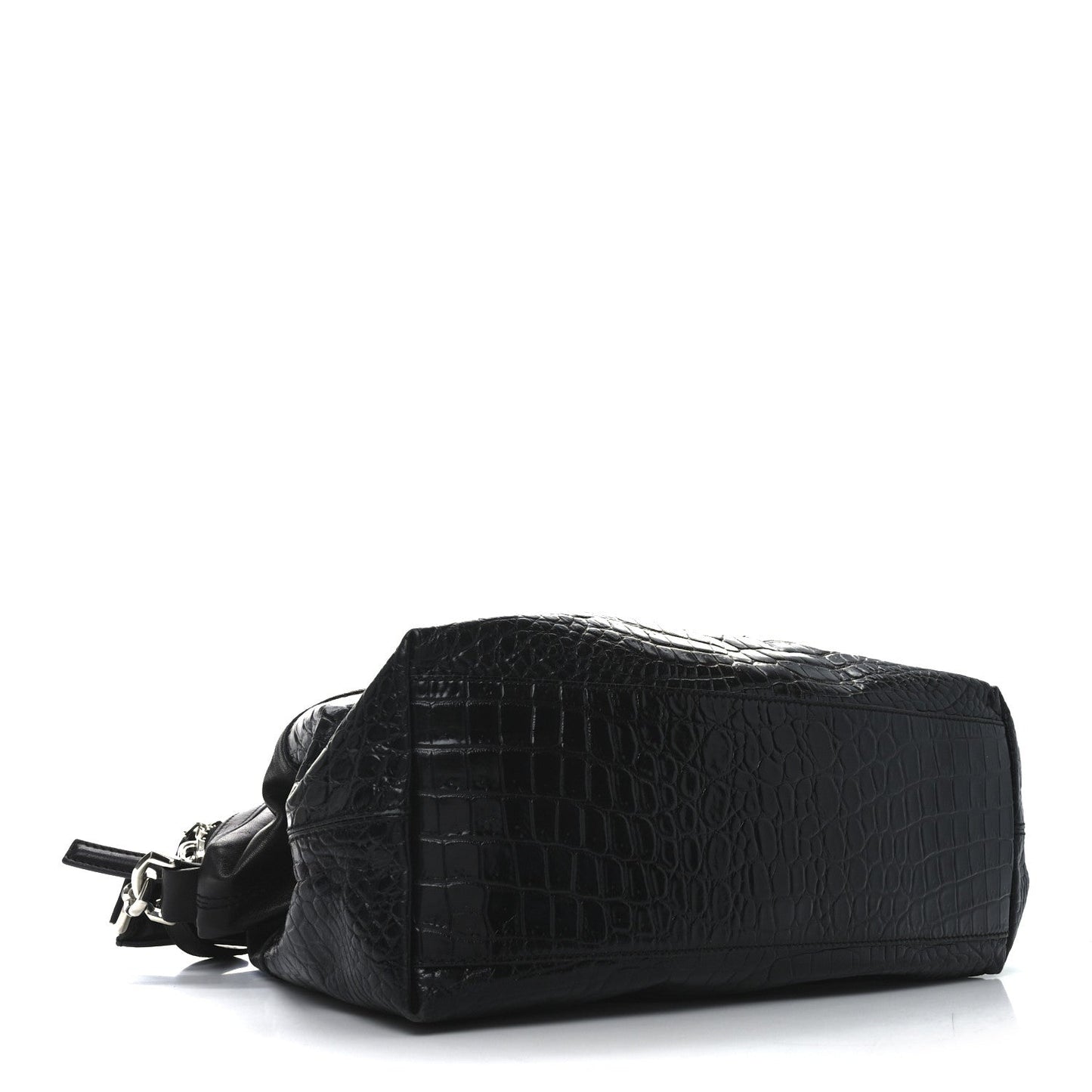 Givenchy Calfskin Crocodile Embossed Medium Nightingale Black