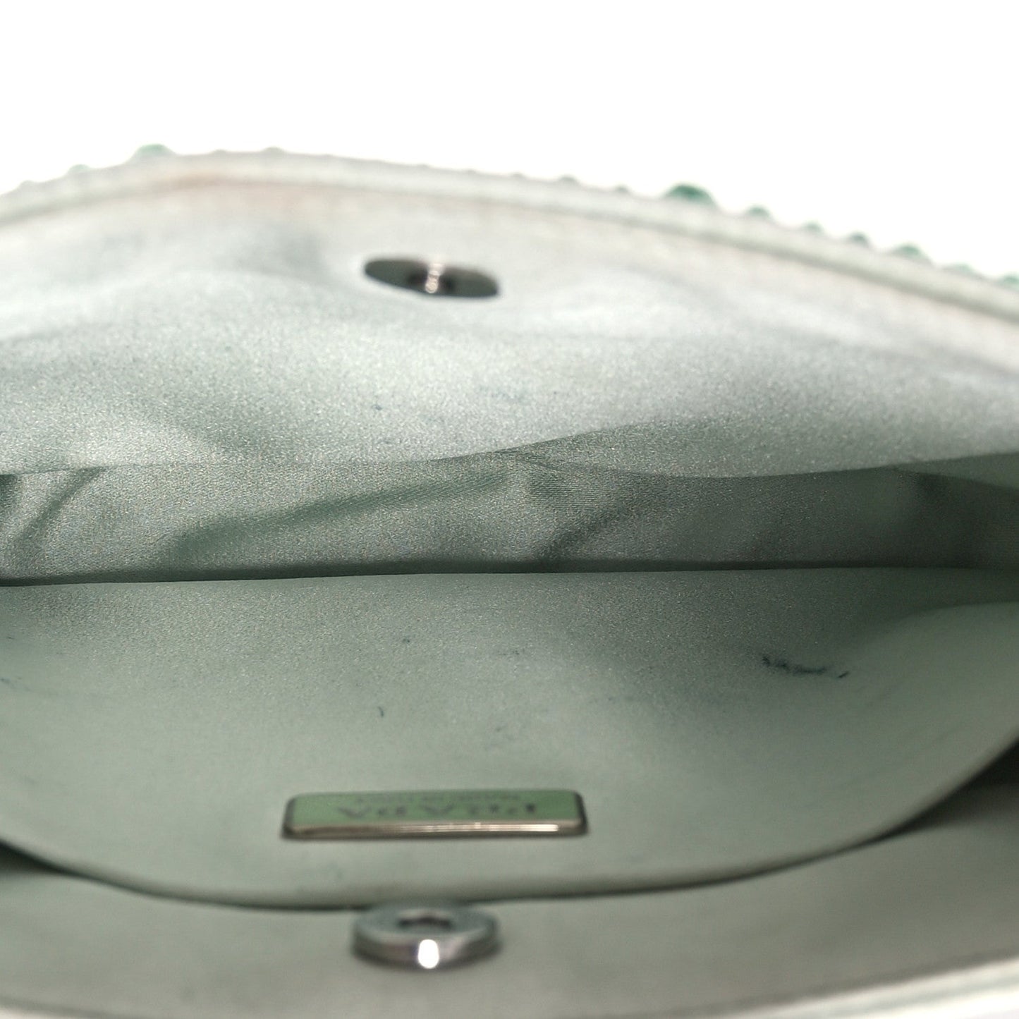 Prada Satin Crystal Cleo Adjustable Strap Shoulder Bag Acqua