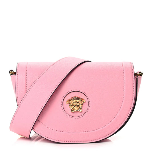 Versace Grained Calfskin La Medusa Small Shoulder Bag Pink