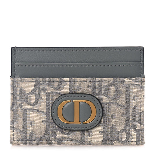 Christian Dior Oblique Calfskin 30 Montaigne Freesia Card Holder Grey