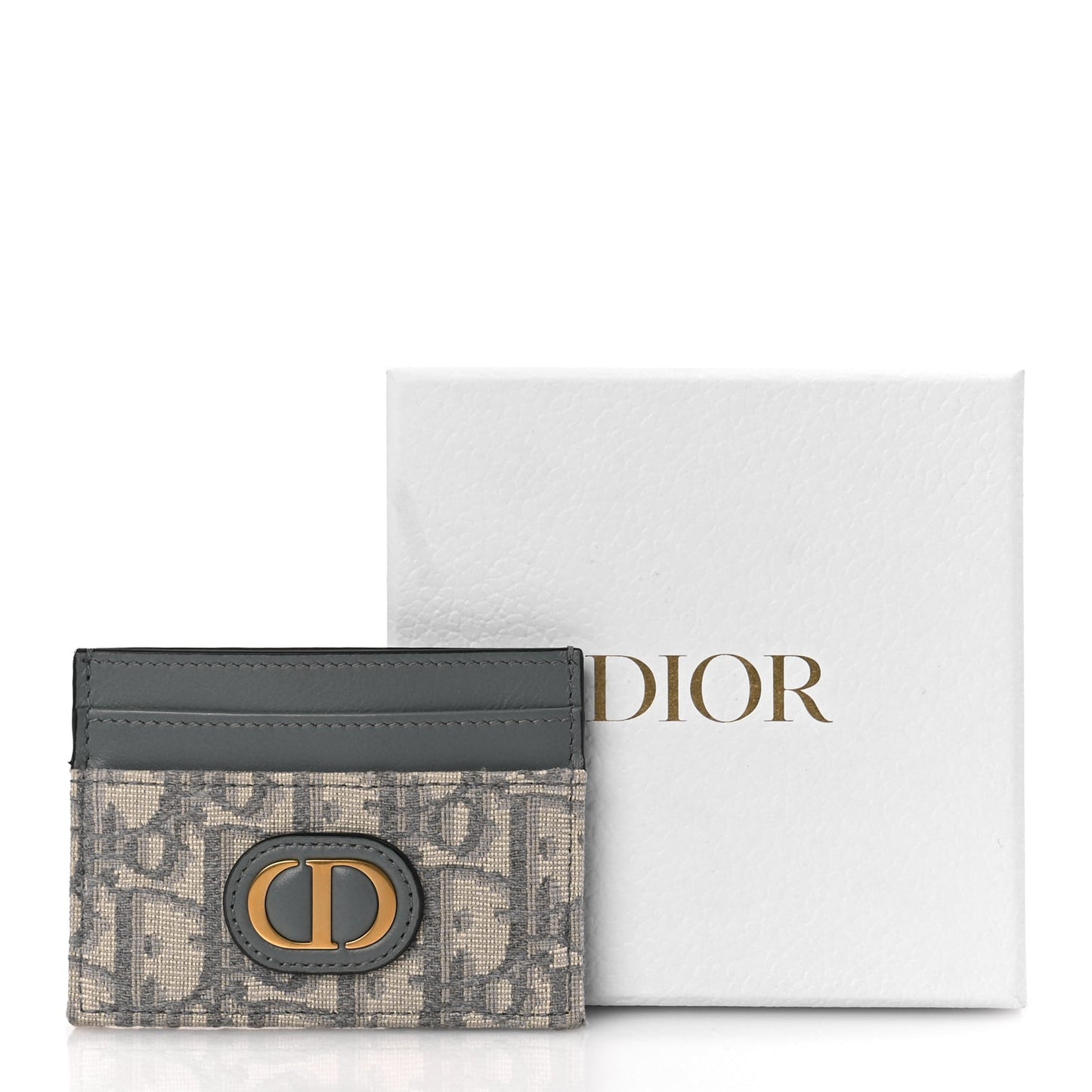 Christian Dior Oblique Calfskin 30 Montaigne Freesia Card Holder Grey