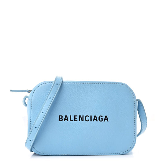 Balenciaga Calfskin XS Everyday Camera Bag Baby Blue Black