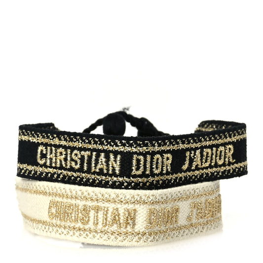 Christian Dior Woven Cotton J'Adior Friendship Bracelet Set Gold Black