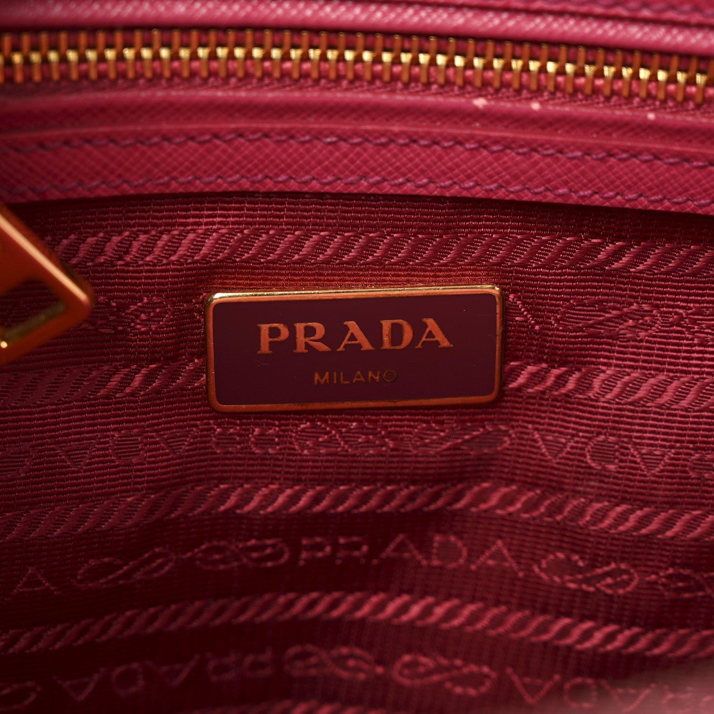 Prada Saffiano Small Galleria Double Zip Tote Peonia
