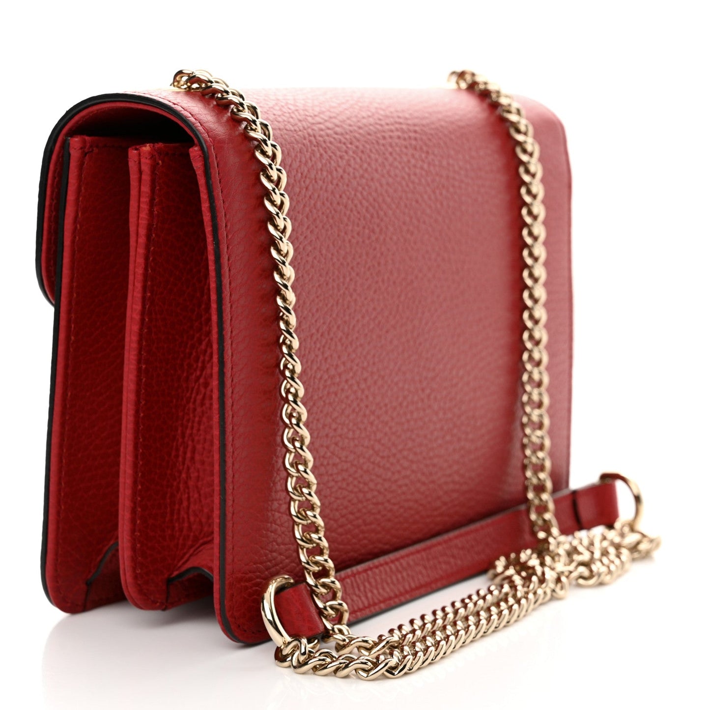Gucci Dollar Calfskin Small Interlocking G Shoulder Bag Red
