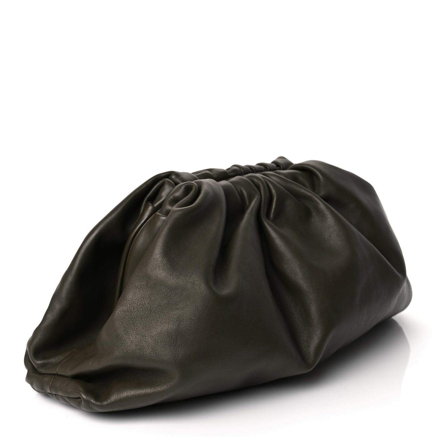 Bottega Veneta Smooth Butter Calf The Pouch Oversized Clutch Kaki Fondent