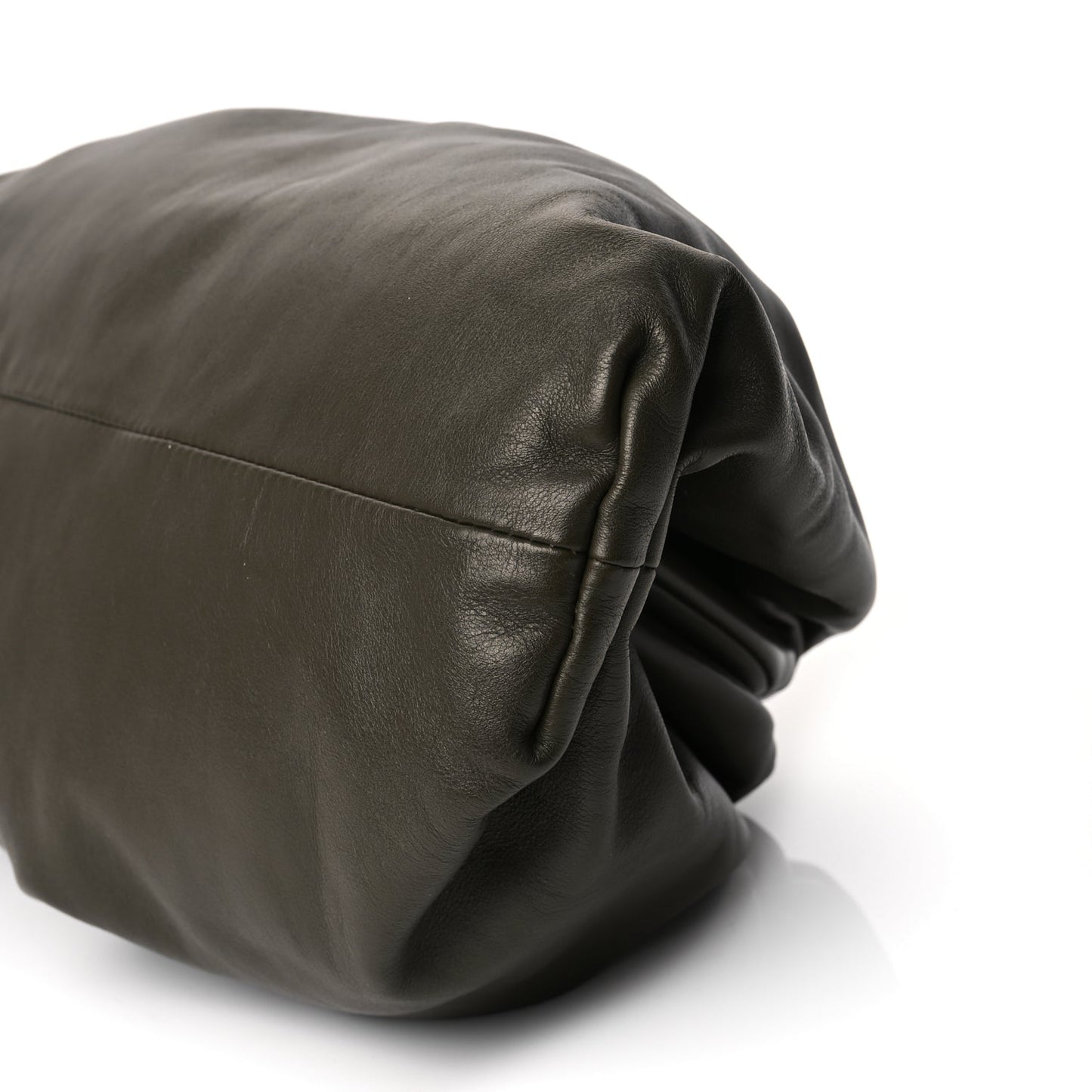Bottega Veneta Smooth Butter Calf The Pouch Oversized Clutch Kaki Fondent