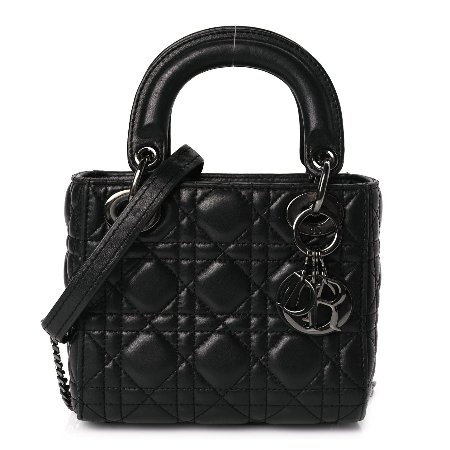 Christian Dior Lambskin Cannage Mini Lady Dior Black