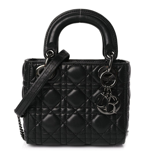 Christian Dior Lambskin Cannage Mini Lady Dior Black