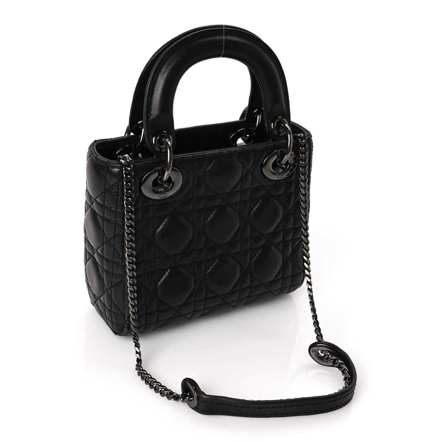 Christian Dior Lambskin Cannage Mini Lady Dior Black