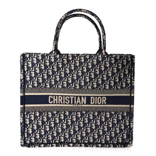 Christian Dior Oblique Large Book Tote  Blue Multicolor