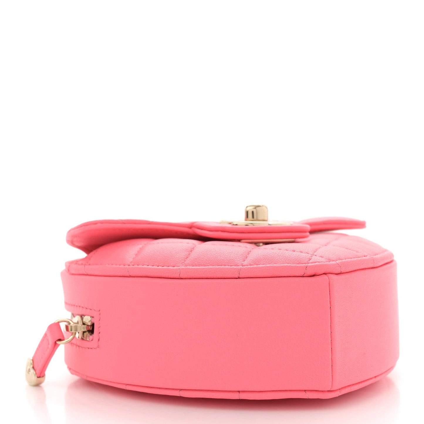 Chanel Lambskin Quilted CC In Love Heart Clutch With Chain Pink