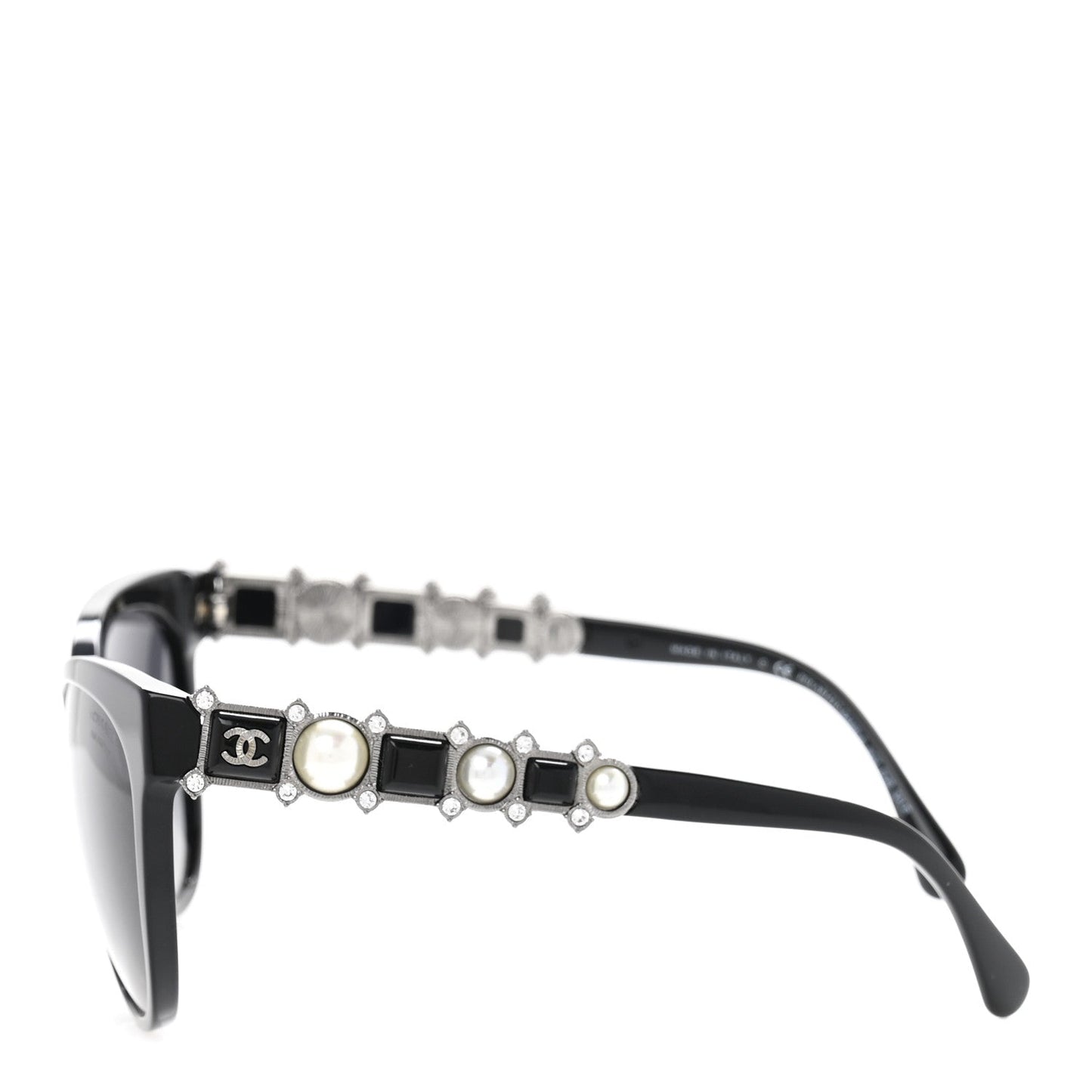 Chanel Crystal Pearl Cat Eye Sunglasses 5336-H-B Black