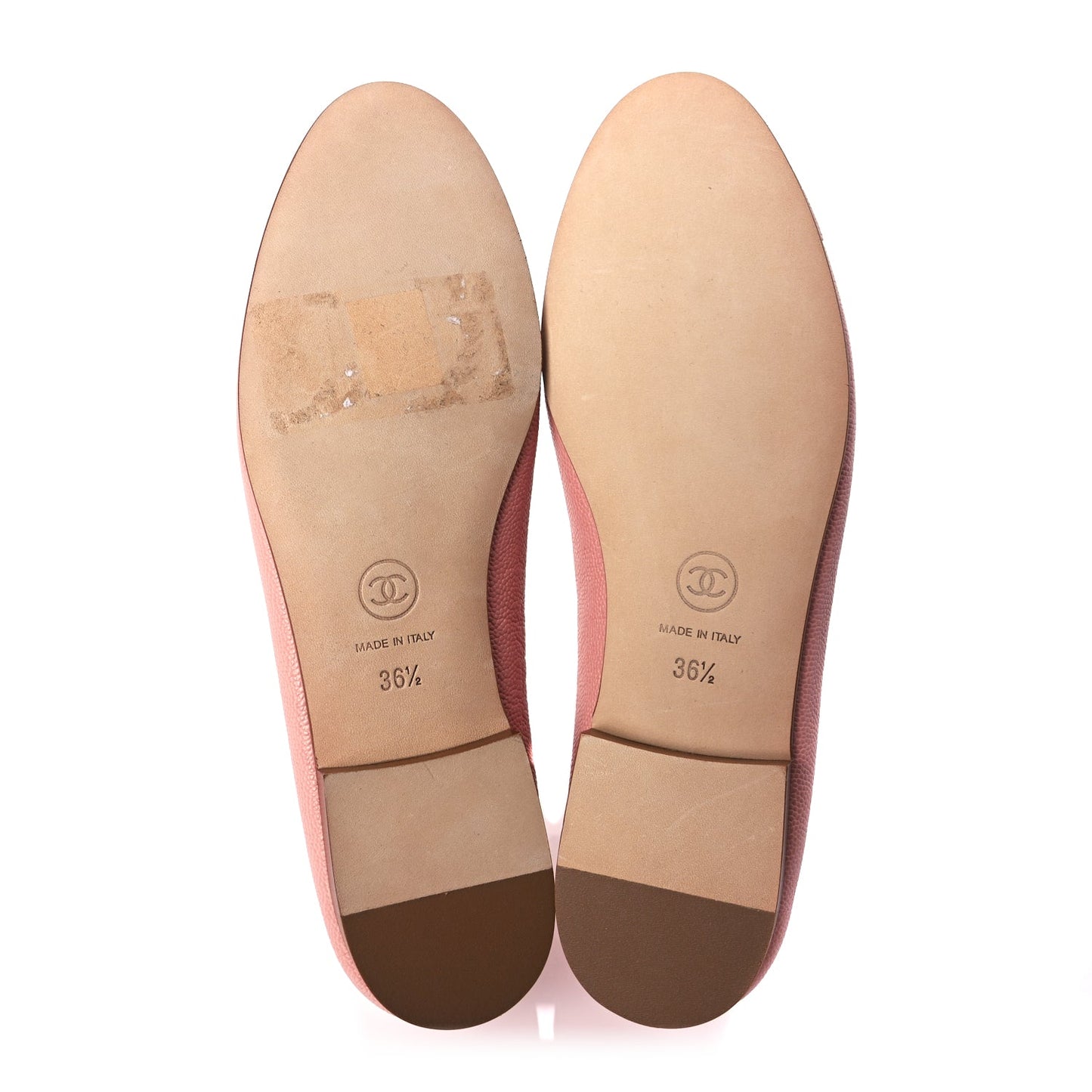 Chanel Caviar CC Cap Toe Ballerina Flats 36.5 Pink