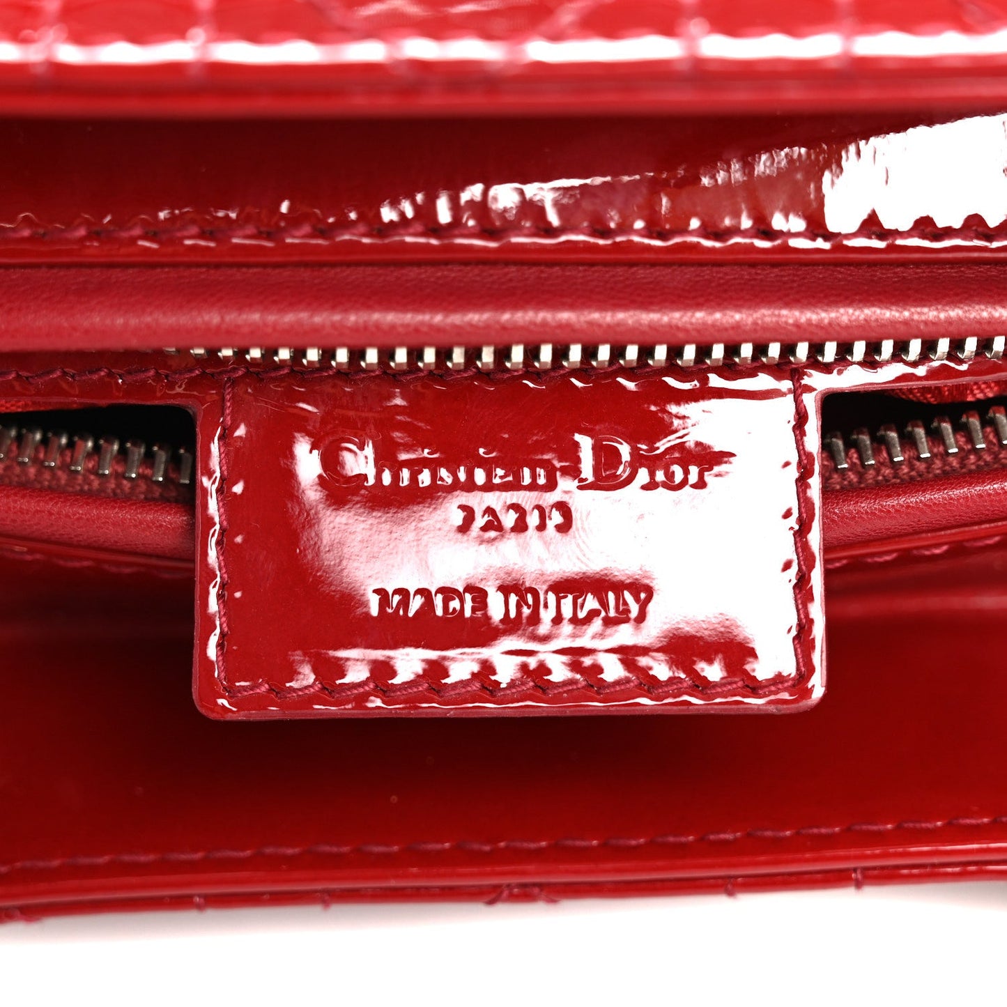 Christian Dior Patent Cannage Medium Lady Dior Red