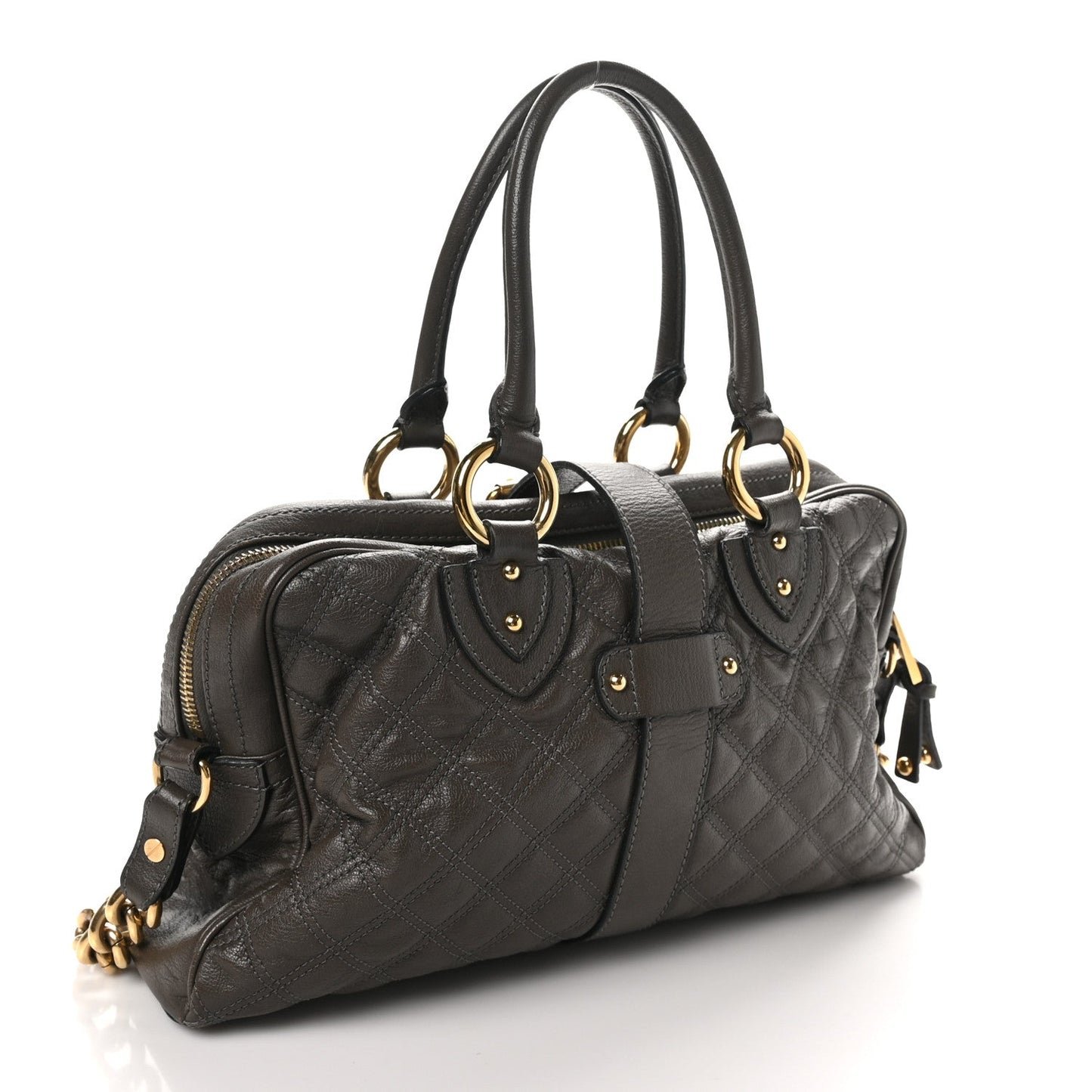 Marc Jacobs Calfskin Quilted Venetia Satchel Grey